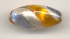 Blue, Topaz, White Gold Missoni Oval 32mm Striped Murano Glass Bead